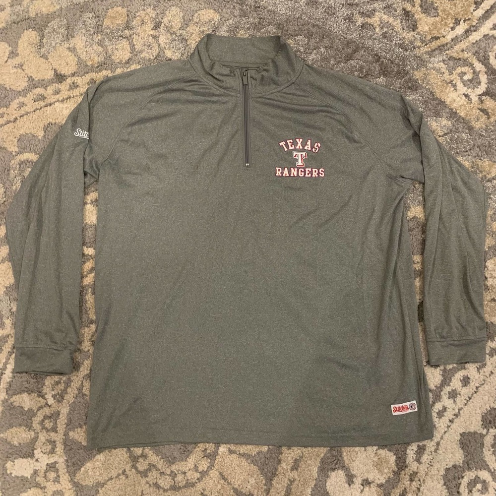 Stitches x MLB Texas Rangers 1/4 Zip Athletic Mock Neck Pullover Men's Size XL